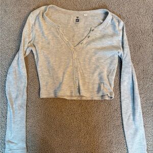 Me to We Light Gray Ribbed Crop Top